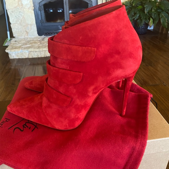 Christian louboutin Triniboot in Red Sued size 41 - Picture 6 of 7